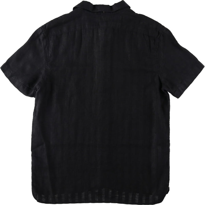 Banana Republic Short-Sleeve Open-Collar Linen Shirt, Boxy Fit, Men's Size M linen black type Vintage Second Hand
