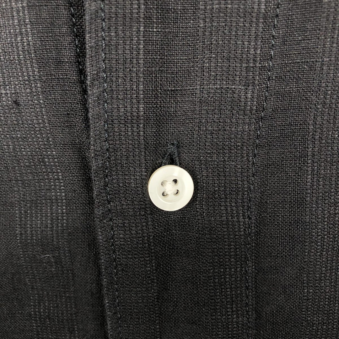Banana Republic Short-Sleeve Open-Collar Linen Shirt, Boxy Fit, Men's Size M linen black type Vintage Second Hand