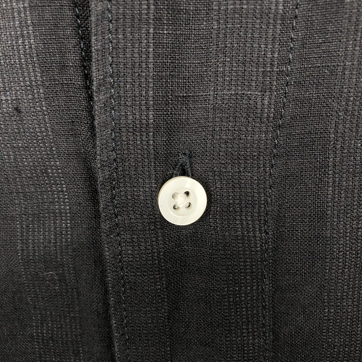 Banana Republic Short-Sleeve Open-Collar Linen Shirt, Boxy Fit, Men's Size M linen black type Vintage Second Hand