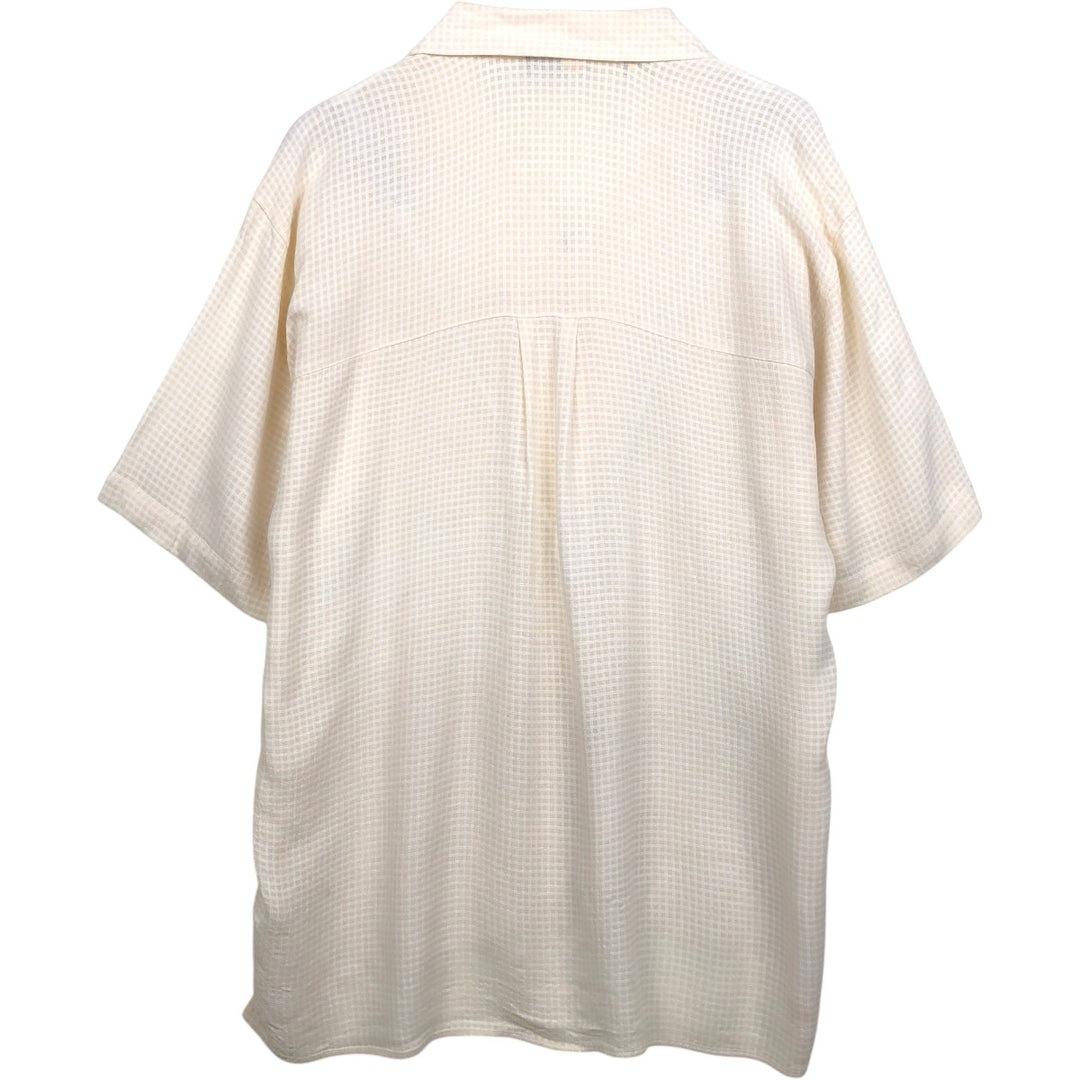St.Remo Check Pattern Short-Sleeve Open Collar Rayon Shirt Boxy Shirt Rayon unbleached Vintage Second Hand