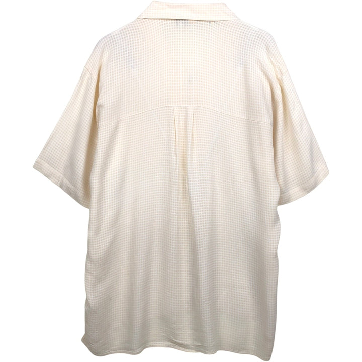 St.Remo Check Pattern Short-Sleeve Open Collar Rayon Shirt Boxy Shirt Rayon unbleached Vintage Second Hand