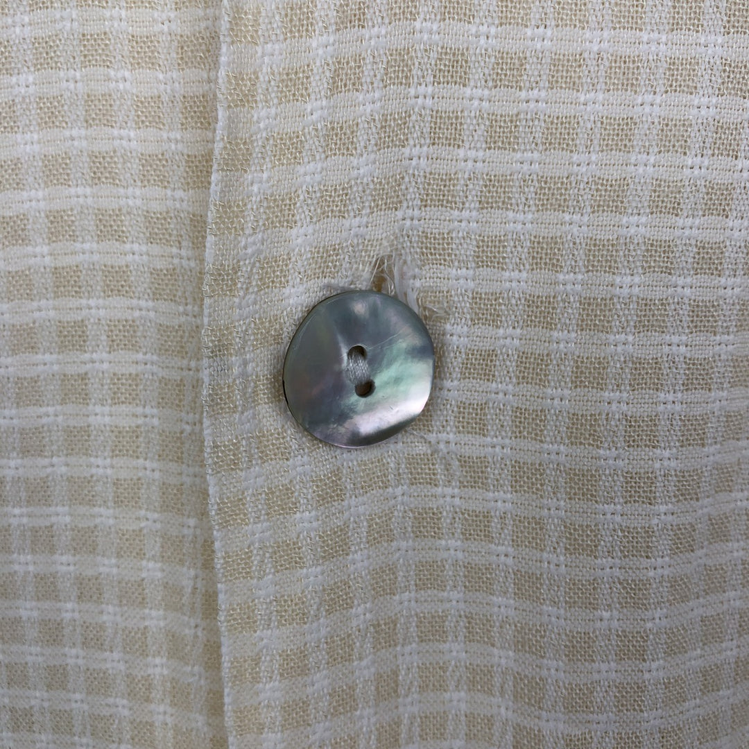 St.Remo Check Pattern Short-Sleeve Open Collar Rayon Shirt Boxy Shirt Rayon unbleached Vintage Second Hand