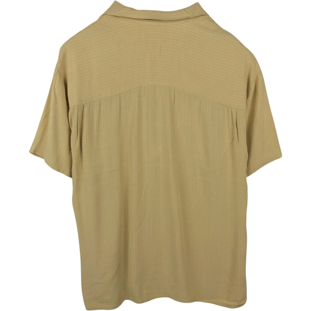 DIRECTION Check Pattern Short Sleeve Open Collar Rayon Shirt, Box Shirt, Made in USA, Men's XL Rayon yellow type Vintage Second Hand