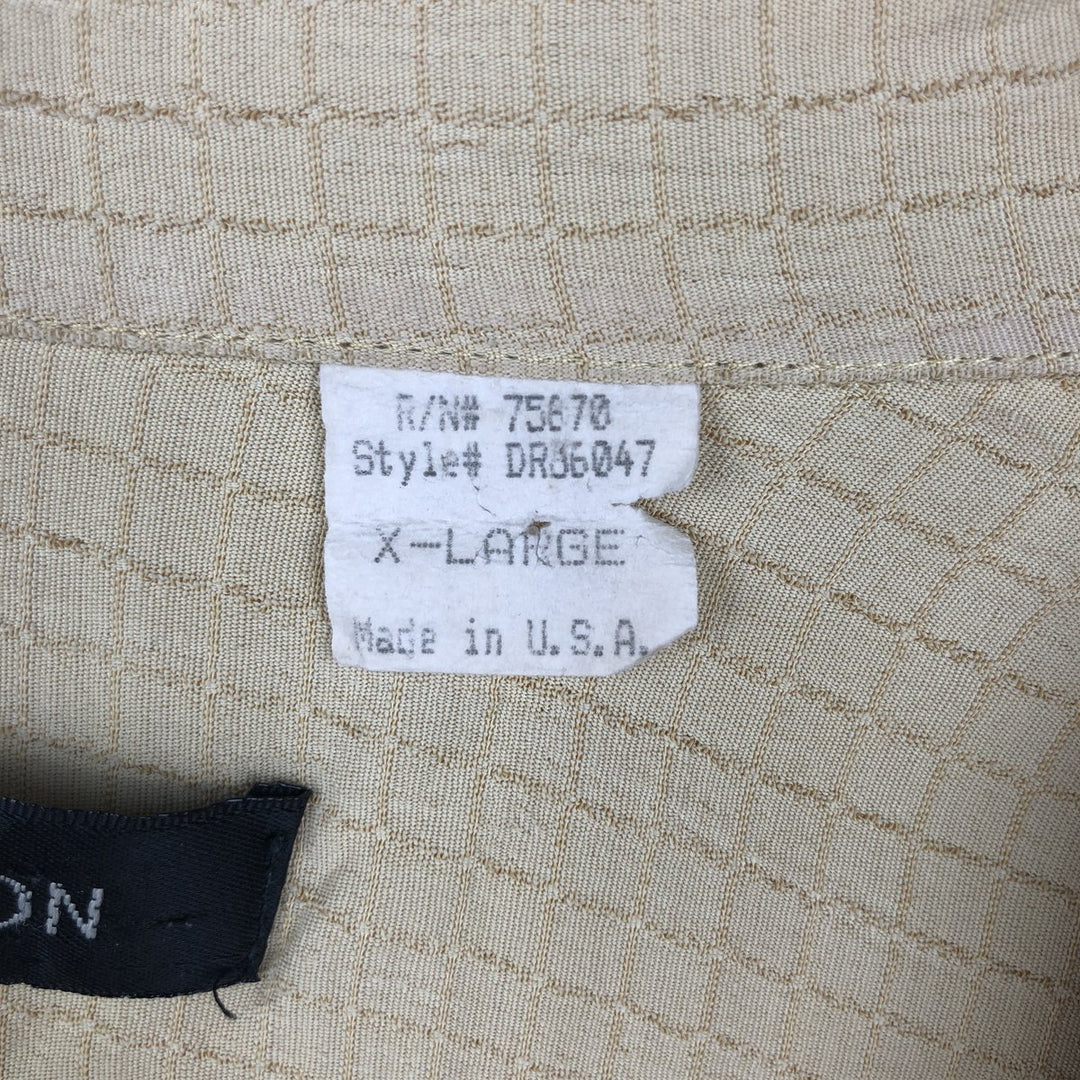 DIRECTION Check Pattern Short Sleeve Open Collar Rayon Shirt, Box Shirt, Made in USA, Men's XL Rayon yellow type Vintage Second Hand