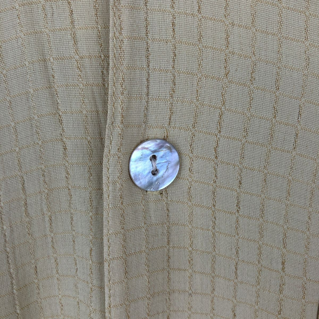 DIRECTION Check Pattern Short Sleeve Open Collar Rayon Shirt, Box Shirt, Made in USA, Men's XL Rayon yellow type Vintage Second Hand