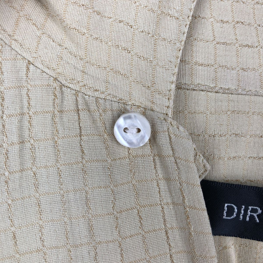 DIRECTION Check Pattern Short Sleeve Open Collar Rayon Shirt, Box Shirt, Made in USA, Men's XL Rayon yellow type Vintage Second Hand