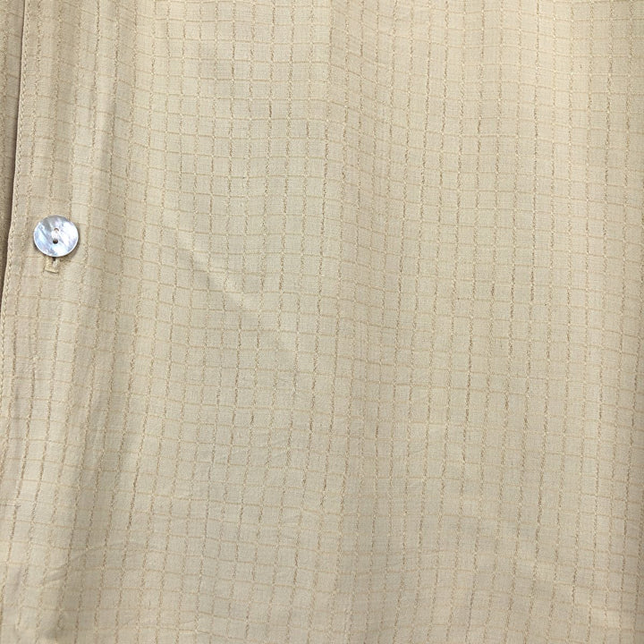 DIRECTION Check Pattern Short Sleeve Open Collar Rayon Shirt, Box Shirt, Made in USA, Men's XL Rayon yellow type Vintage Second Hand