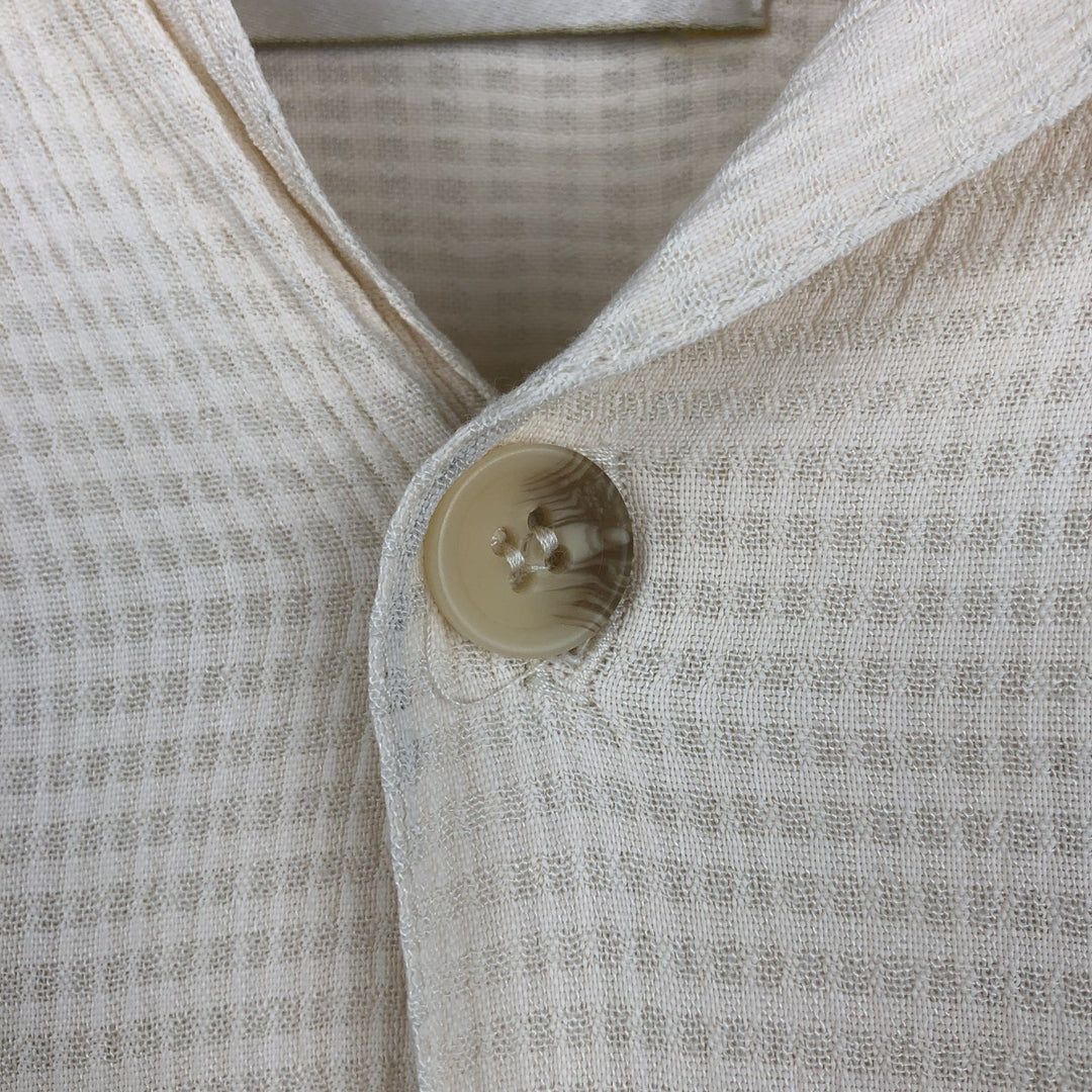 80s-90'S MICHAEL BRANDON Check Pattern Short-Sleeve Open-Collar Acetate x Rayon Shirt, Men's Size XL (Equivalent), Vintage acetate ivory Vintage Second Hand
