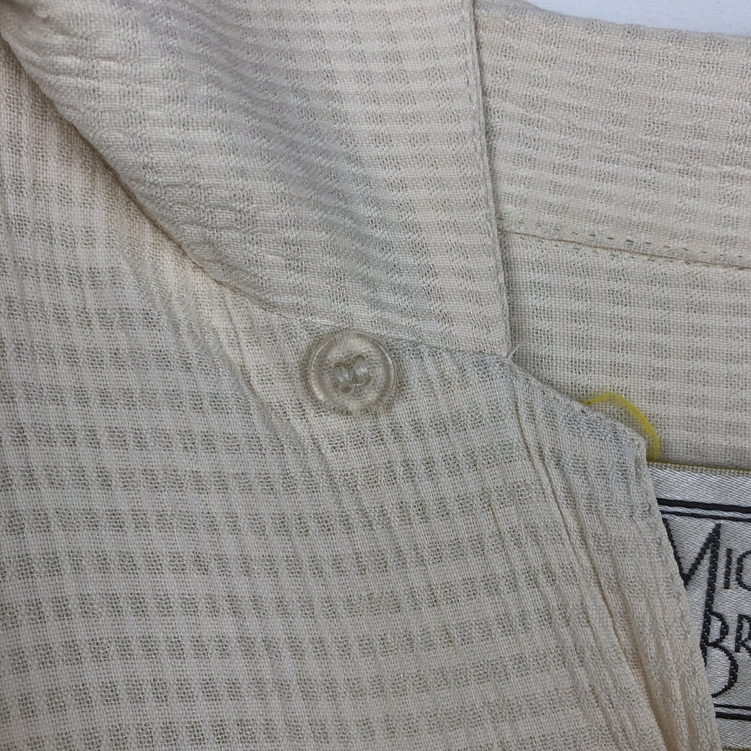 80s-90'S MICHAEL BRANDON Check Pattern Short-Sleeve Open-Collar Acetate x Rayon Shirt, Men's Size XL (Equivalent), Vintage acetate ivory Vintage Second Hand