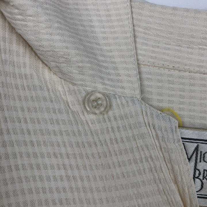 80s-90'S MICHAEL BRANDON Check Pattern Short-Sleeve Open-Collar Acetate x Rayon Shirt, Men's Size XL (Equivalent), Vintage acetate ivory Vintage Second Hand