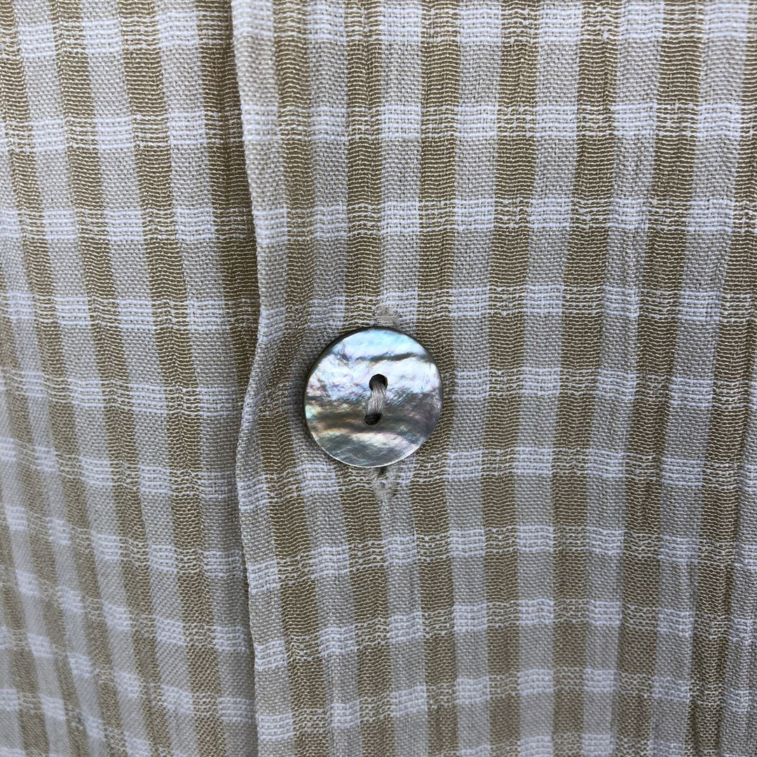 NICHAEL BRANDON Check Pattern Short-Sleeve Open Collar Polyester x Rayon Box Shirt Men's Size L (approx.) Rayon Beige type Vintage Second Hand
