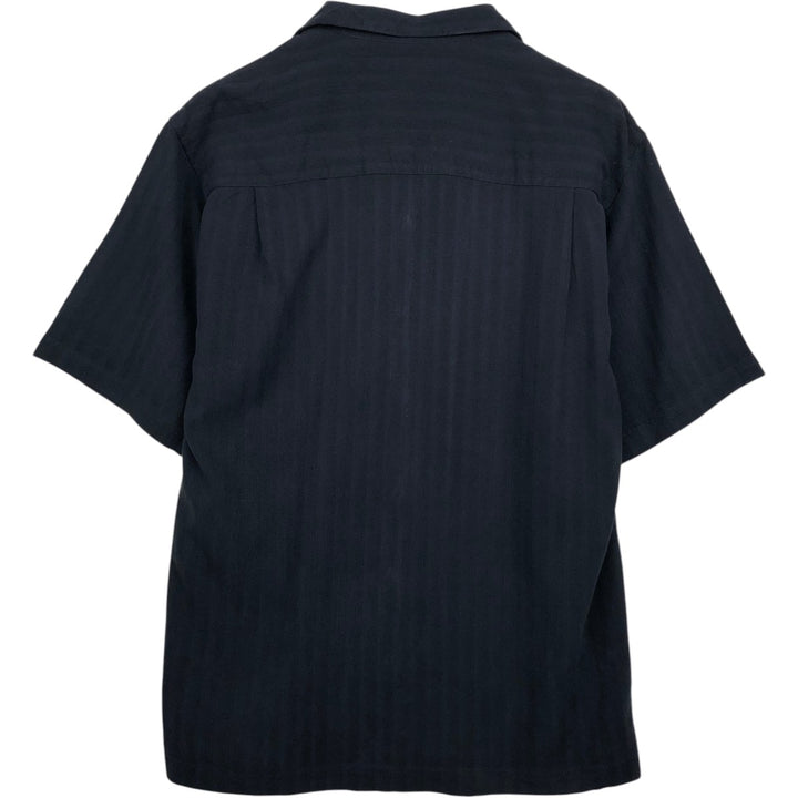 Tommy Bahama Stripe Pattern Short-Sleeve Open Collar Silk Shirt, Boxy Fit, Men's Size M silk black type Vintage Second Hand