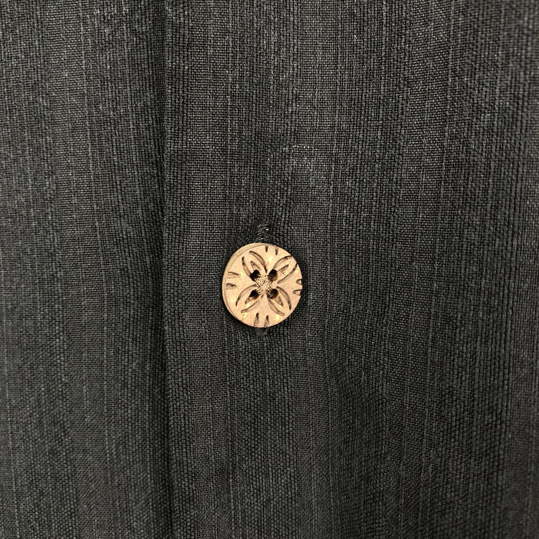 Tommy Bahama Stripe Pattern Short-Sleeve Open Collar Silk Shirt, Boxy Fit, Men's Size M silk black type Vintage Second Hand