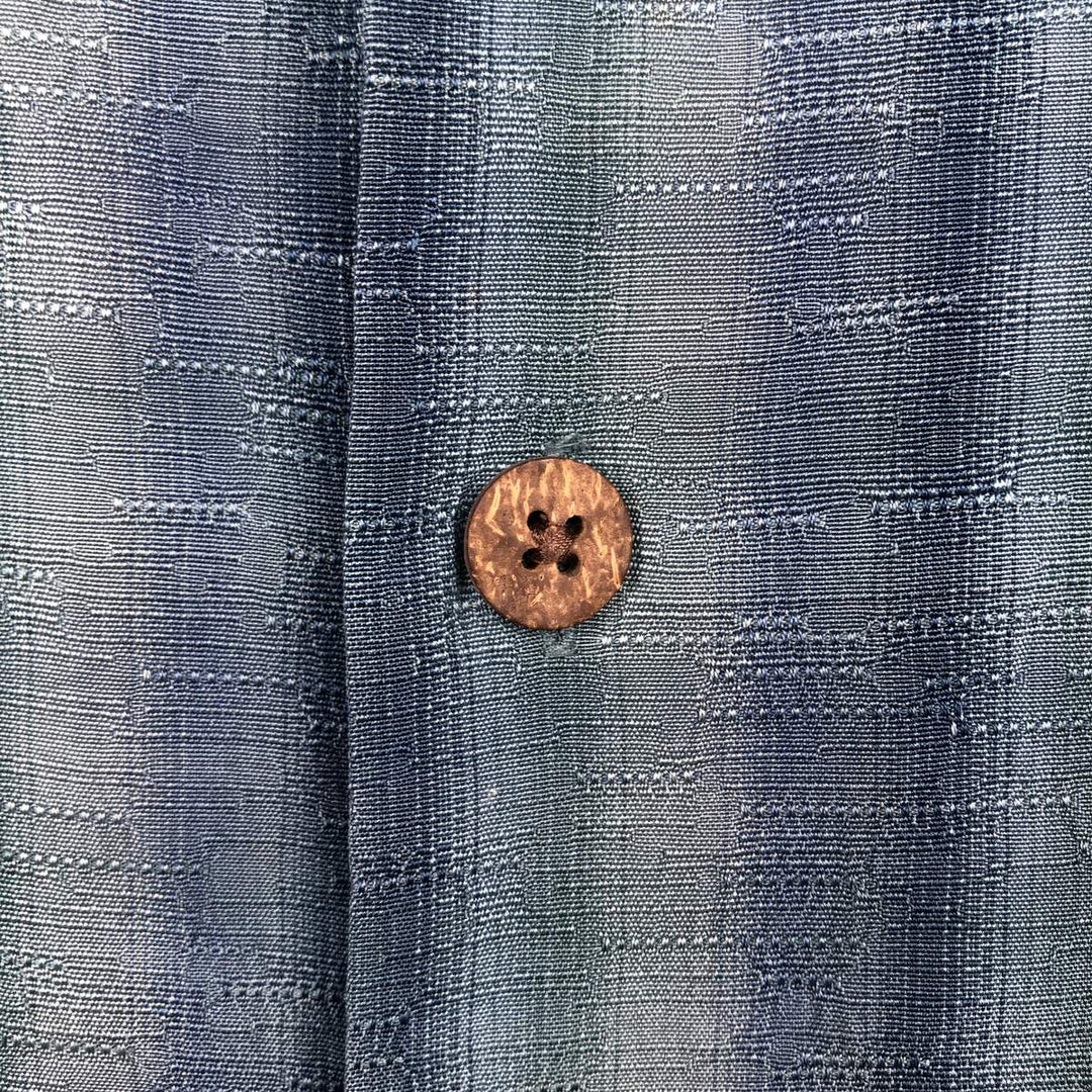 Tommy Bahama Stripe Pattern Short-Sleeve Open Collar Silk Shirt, Boxy Fit, Men's Size L (approx.) silk blue type Vintage Second Hand