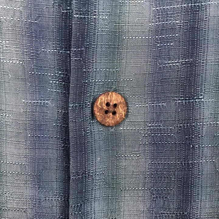 Tommy Bahama Stripe Pattern Short-Sleeve Open Collar Silk Shirt, Boxy Fit, Men's Size L (approx.) silk blue type Vintage Second Hand