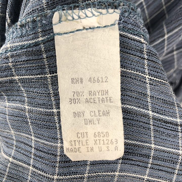 STACY ADAMS Check Pattern Short-Sleeve Open Collar Rayon Shirt, Boxy Shirt, Made in USA, Men's XL Equivalent Rayon blue type Vintage Second Hand