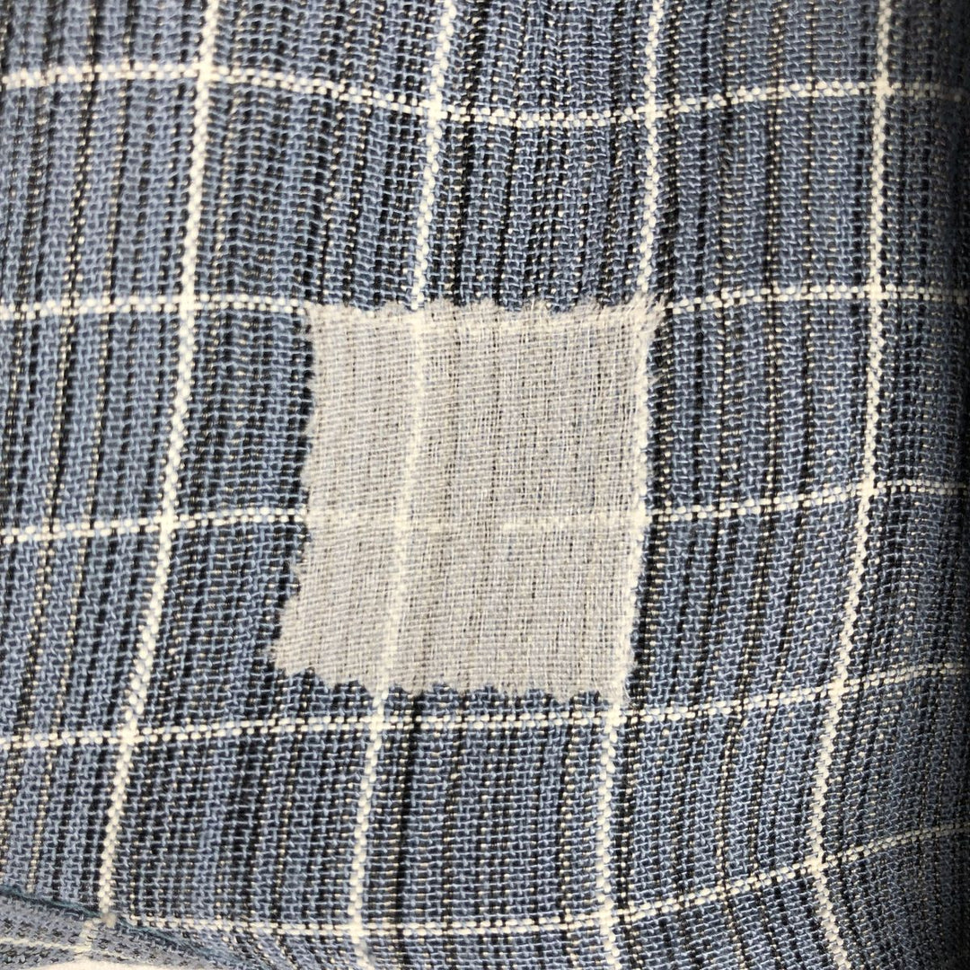 STACY ADAMS Check Pattern Short-Sleeve Open Collar Rayon Shirt, Boxy Shirt, Made in USA, Men's XL Equivalent Rayon blue type Vintage Second Hand