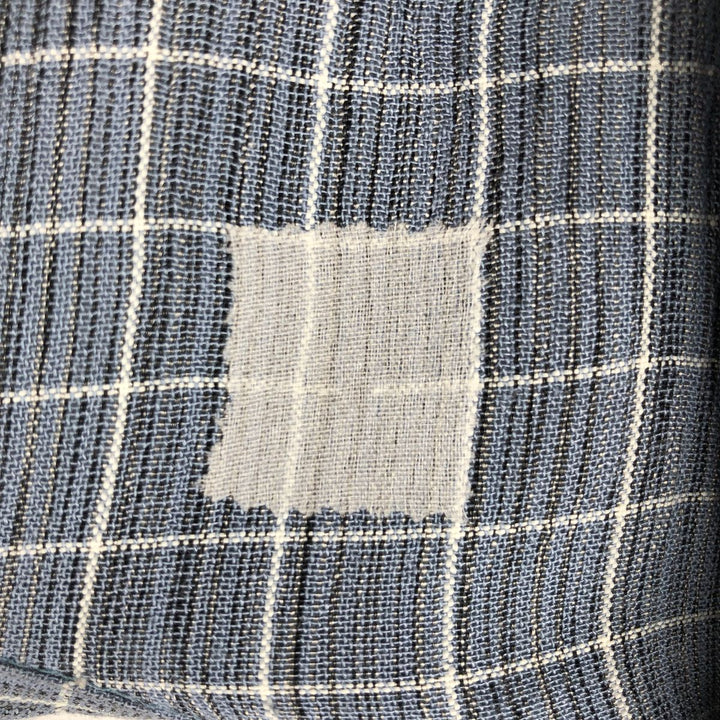 STACY ADAMS Check Pattern Short-Sleeve Open Collar Rayon Shirt, Boxy Shirt, Made in USA, Men's XL Equivalent Rayon blue type Vintage Second Hand