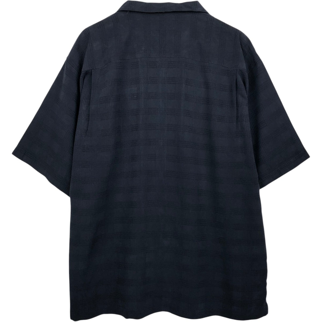 Tommy Bahama Check Pattern Short-Sleeve Open Collar Silk Shirt Box Shirt Men's XL Equivalent silk black type Vintage Second Hand