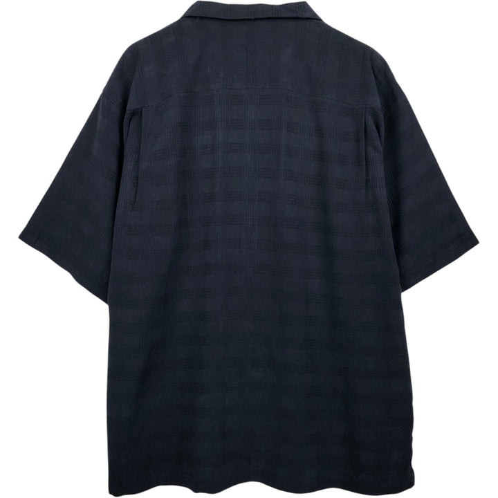 Tommy Bahama Check Pattern Short-Sleeve Open Collar Silk Shirt Box Shirt Men's XL Equivalent silk black type Vintage Second Hand