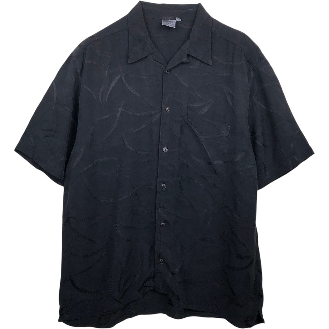 Dorian Bolick all-over print short-sleeved open-collar shirt, made in the USA, boxy fit, men's size M. Cupra black type Vintage Second Hand