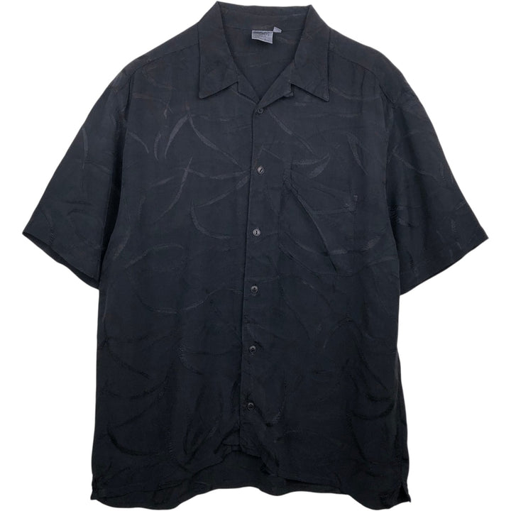 Dorian Bolick all-over print short-sleeved open-collar shirt, made in the USA, boxy fit, men's size M. Cupra black type Vintage Second Hand