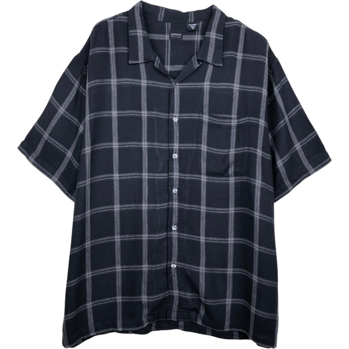 Arrow Open Collar Short Sleeve Check Shirt Box Shirt Men's XL Equivalent Bamboo black type Vintage Second Hand