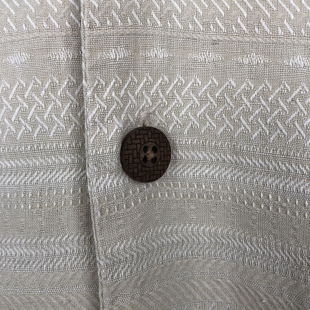 St. John's Bay all-over print multi-stripe short-sleeved open-collar silk shirt, boxy fit, men's size XL. silk unbleached Vintage Second Hand