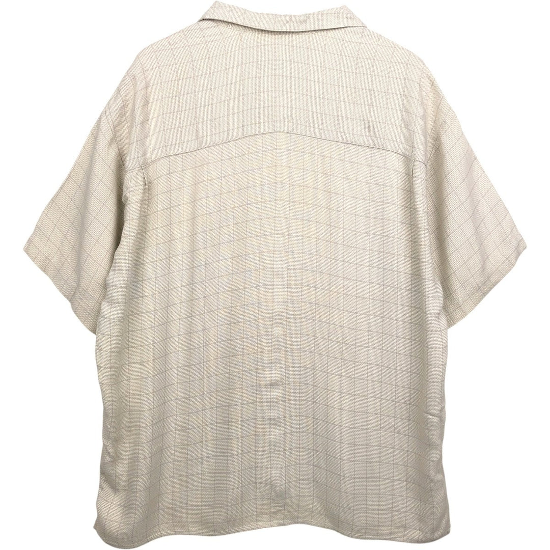 DIRECTION MEN Open Collar Short Sleeve Check Shirt, Made in USA, Boxy Shirt, Men's XL Equivalent unclear unbleached Vintage Second Hand