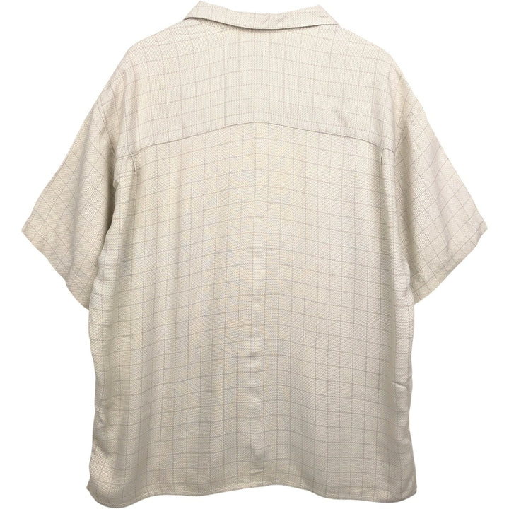 DIRECTION MEN Open Collar Short Sleeve Check Shirt, Made in USA, Boxy Shirt, Men's XL Equivalent unclear unbleached Vintage Second Hand