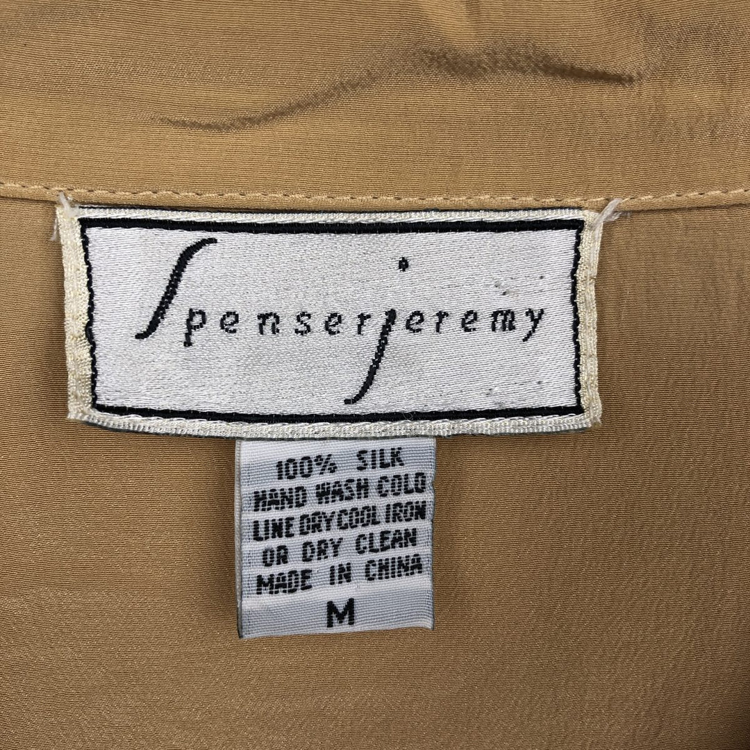 Spenser Jeremy Short-Sleeve Open-Collar Silk Shirt, Boxy Fit, Men's Size M (approx.) silk orange type Vintage Second Hand