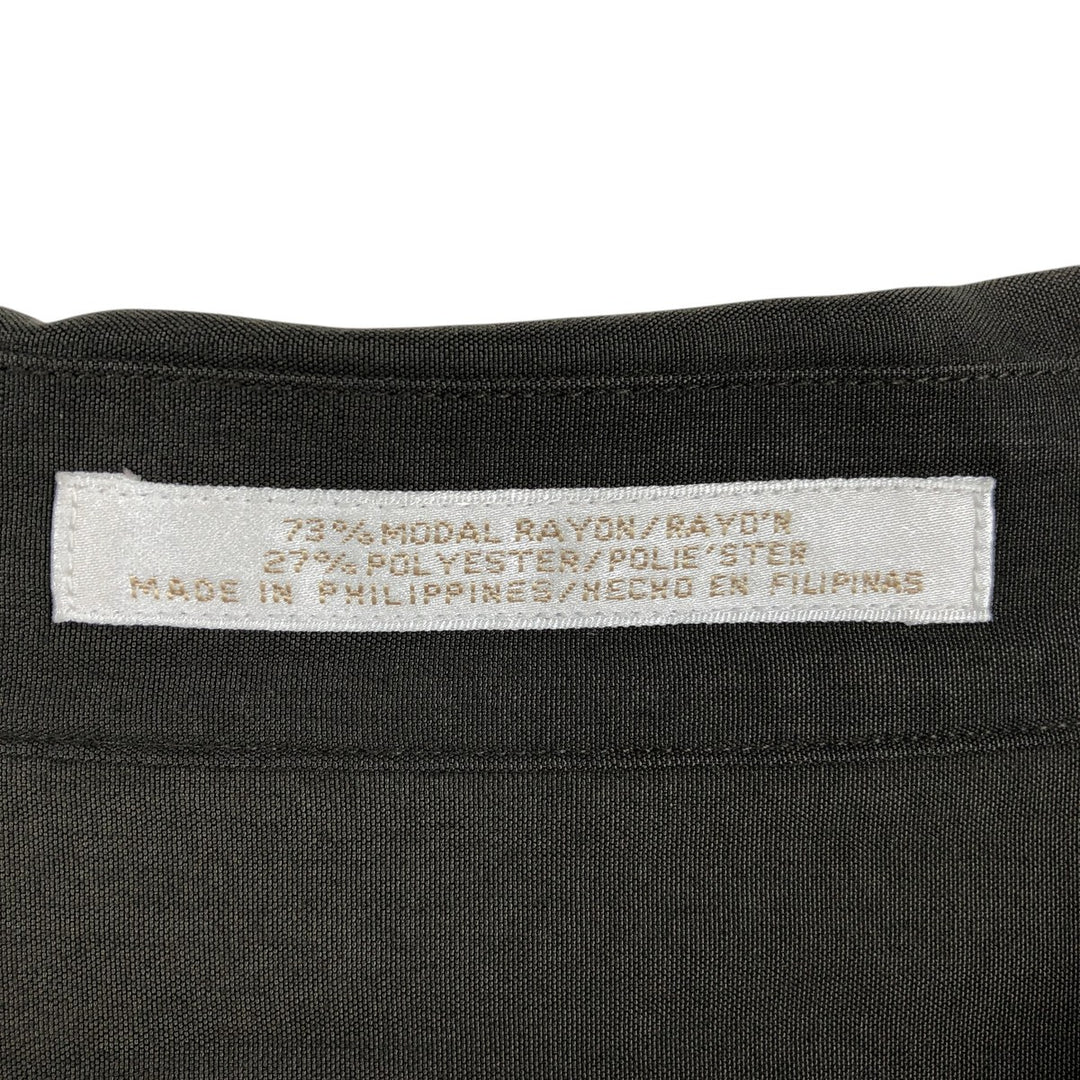 Perry Ellis short-sleeved open-collar rayon shirt, boxy fit, men's size L (approx.) Rayon Charcoal Vintage Second Hand