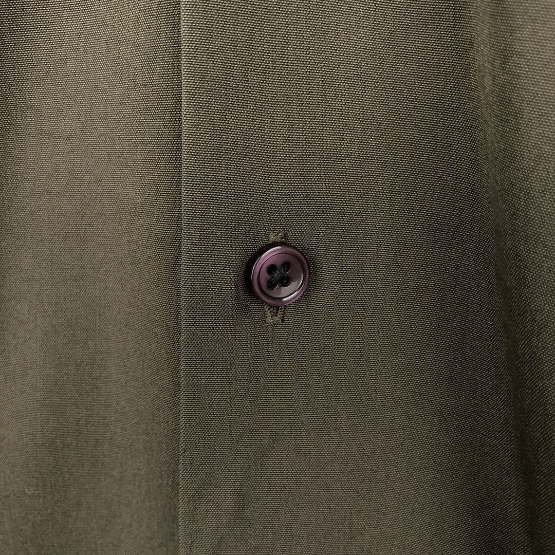 Perry Ellis short-sleeved open-collar rayon shirt, boxy fit, men's size L (approx.) Rayon Charcoal Vintage Second Hand