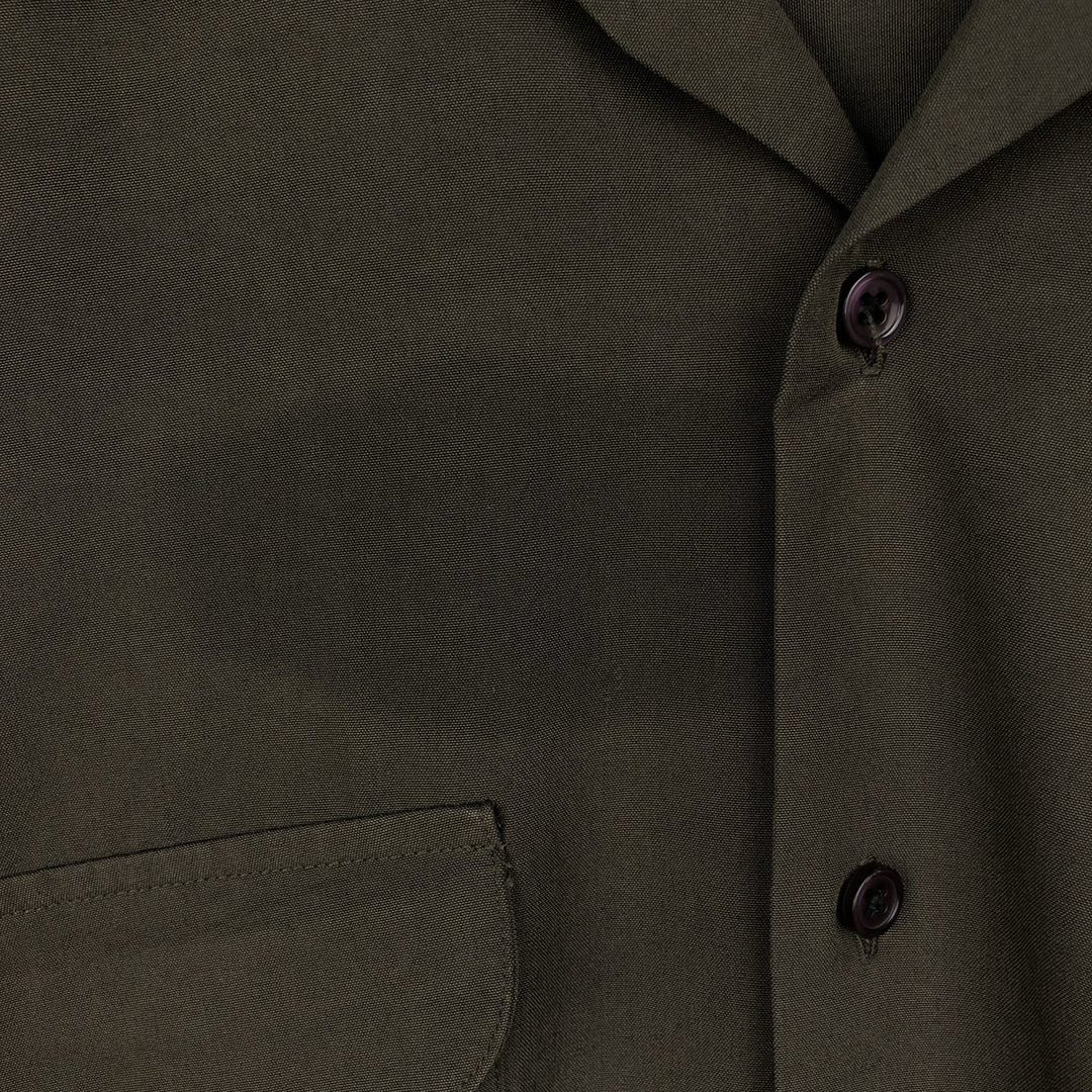 Perry Ellis short-sleeved open-collar rayon shirt, boxy fit, men's size L (approx.) Rayon Charcoal Vintage Second Hand