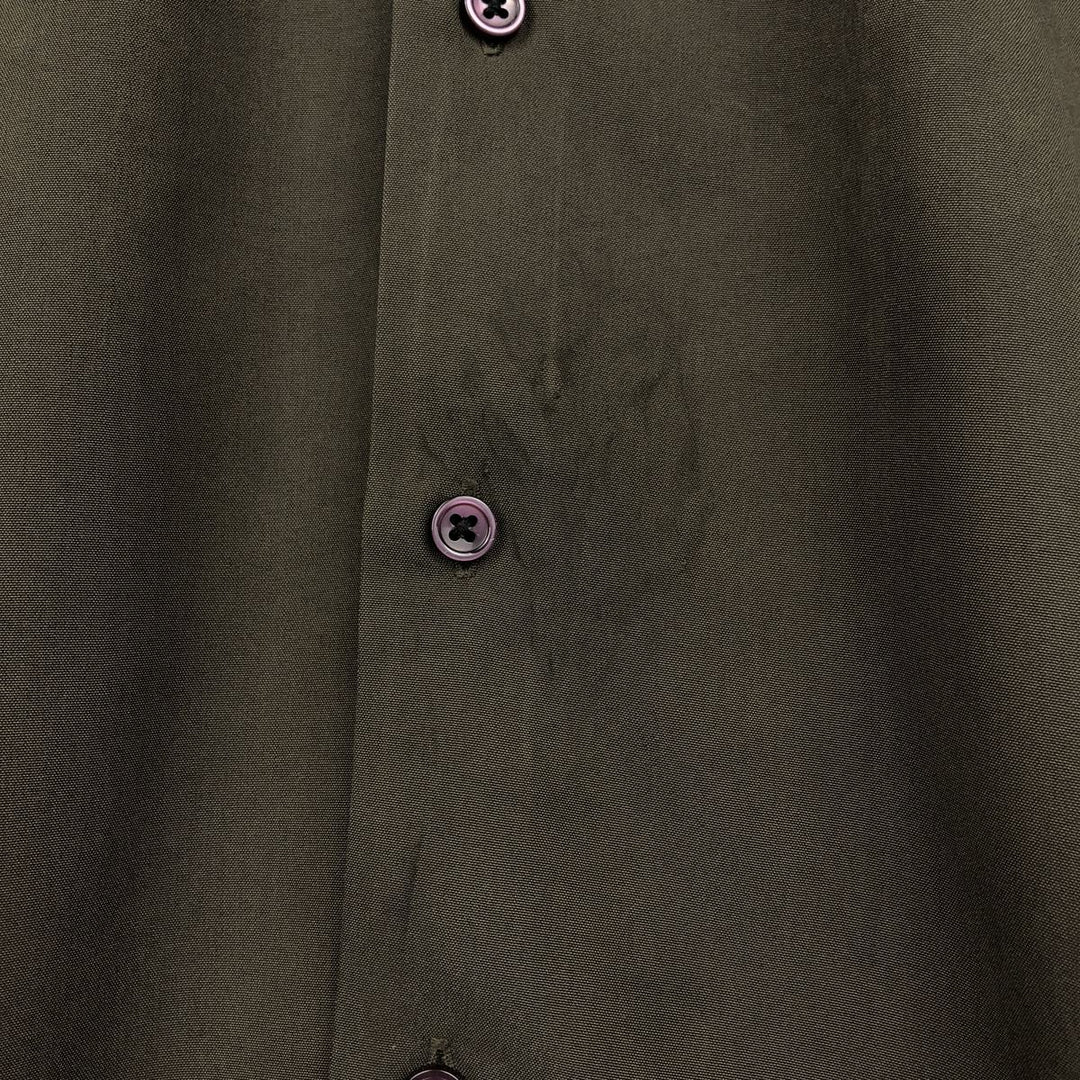 Perry Ellis short-sleeved open-collar rayon shirt, boxy fit, men's size L (approx.) Rayon Charcoal Vintage Second Hand
