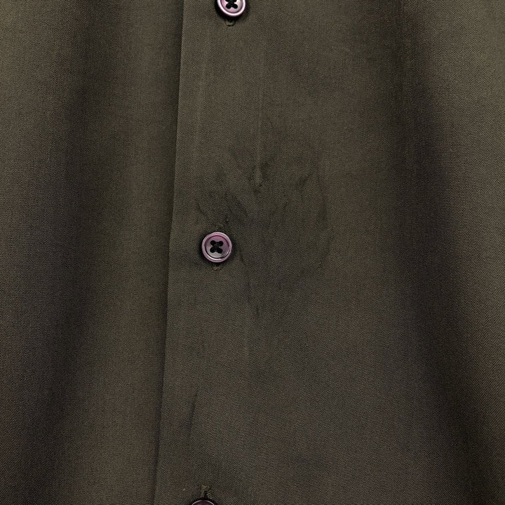 Perry Ellis short-sleeved open-collar rayon shirt, boxy fit, men's size L (approx.) Rayon Charcoal Vintage Second Hand