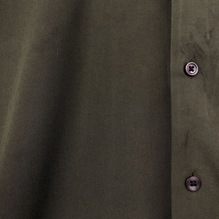 Perry Ellis short-sleeved open-collar rayon shirt, boxy fit, men's size L (approx.) Rayon Charcoal Vintage Second Hand
