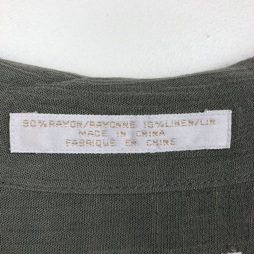 Perry Ellis short-sleeved open-collar rayon shirt, boxy fit, men's size L (approx.) Rayon Khaki type Vintage Second Hand