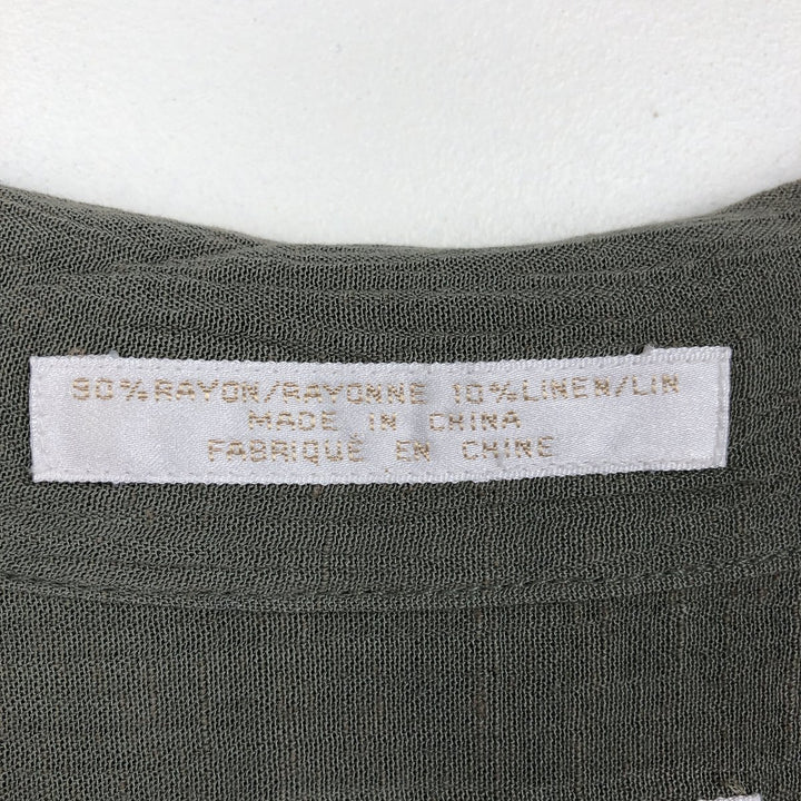 Perry Ellis short-sleeved open-collar rayon shirt, boxy fit, men's size L (approx.) Rayon Khaki type Vintage Second Hand