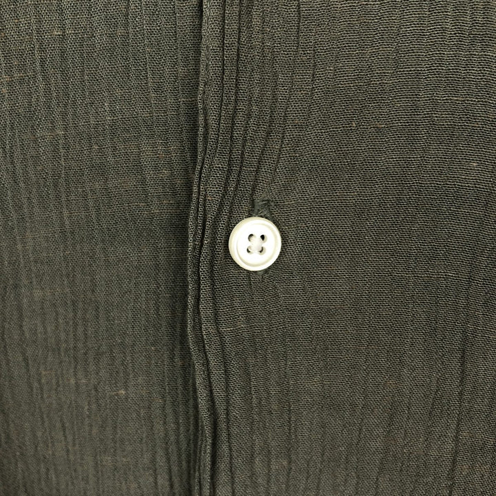 Perry Ellis short-sleeved open-collar rayon shirt, boxy fit, men's size L (approx.) Rayon Khaki type Vintage Second Hand