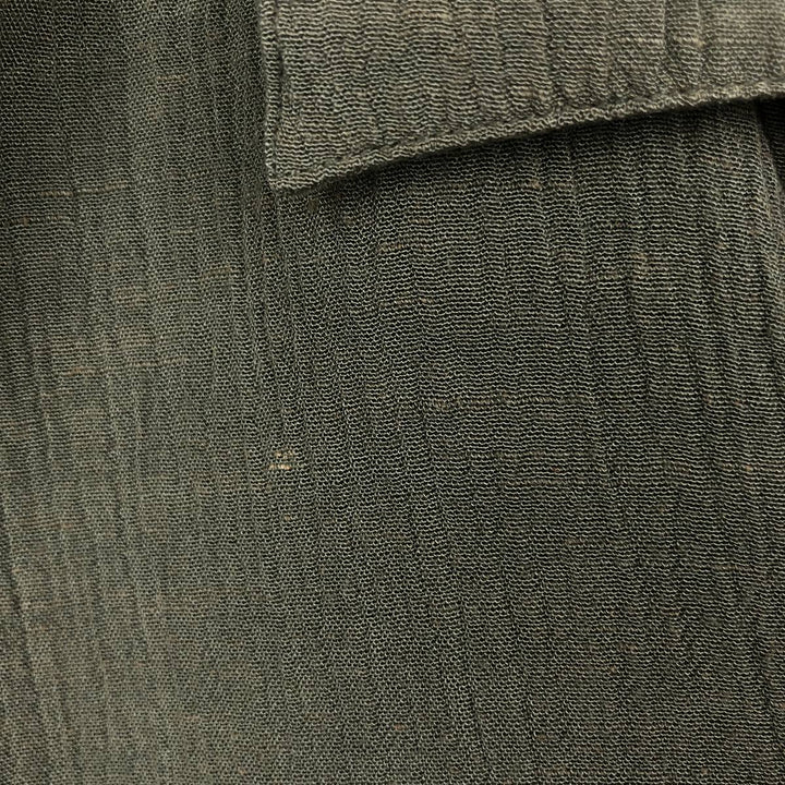 Perry Ellis short-sleeved open-collar rayon shirt, boxy fit, men's size L (approx.) Rayon Khaki type Vintage Second Hand