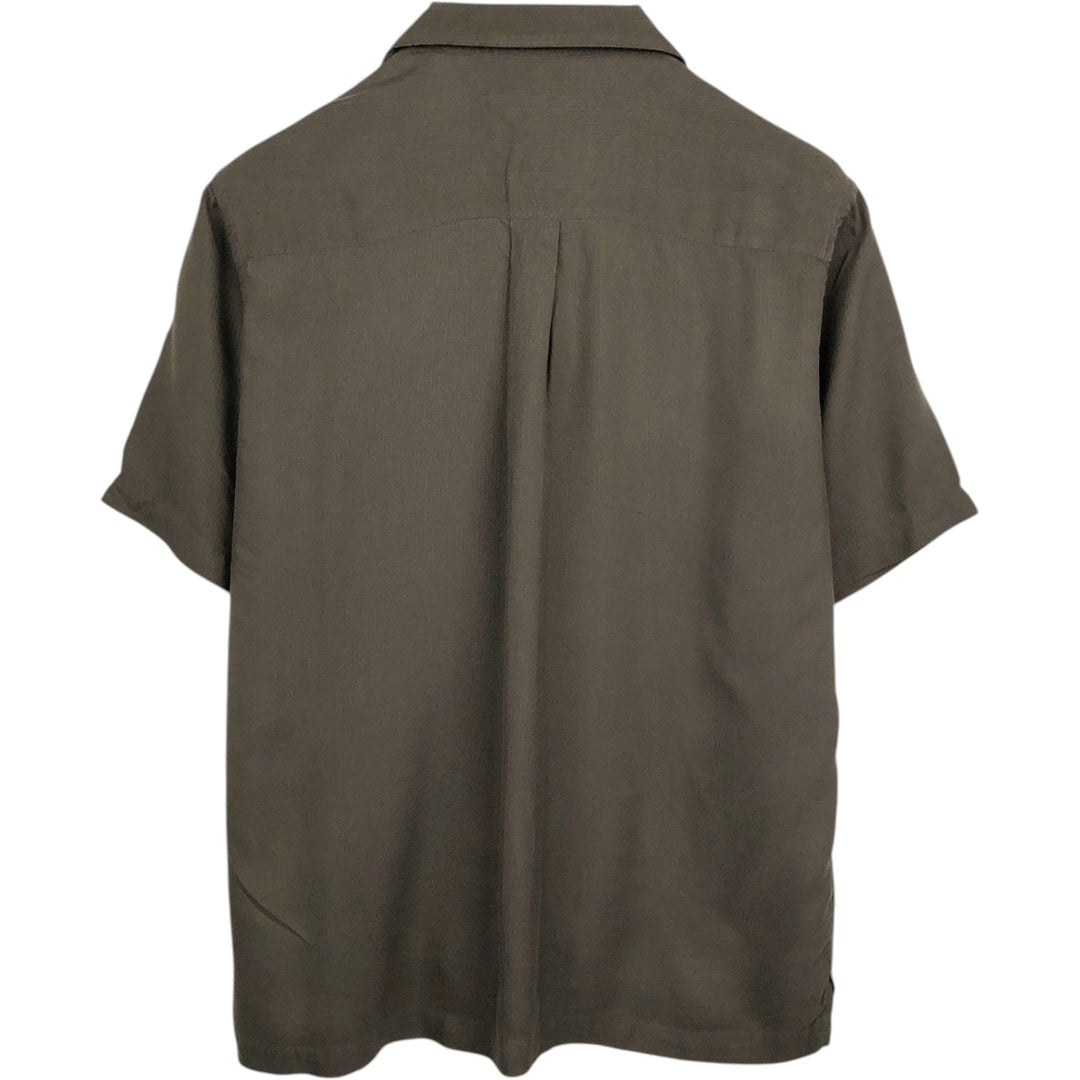 Perry Ellis PERRY ELLIS Short Sleeve Open Collar Silk Shirt Box Shirt Men's L Size silk brown type Vintage Second Hand