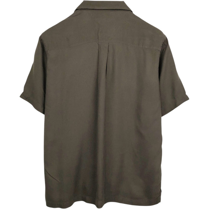 Perry Ellis PERRY ELLIS Short Sleeve Open Collar Silk Shirt Box Shirt Men's L Size silk brown type Vintage Second Hand