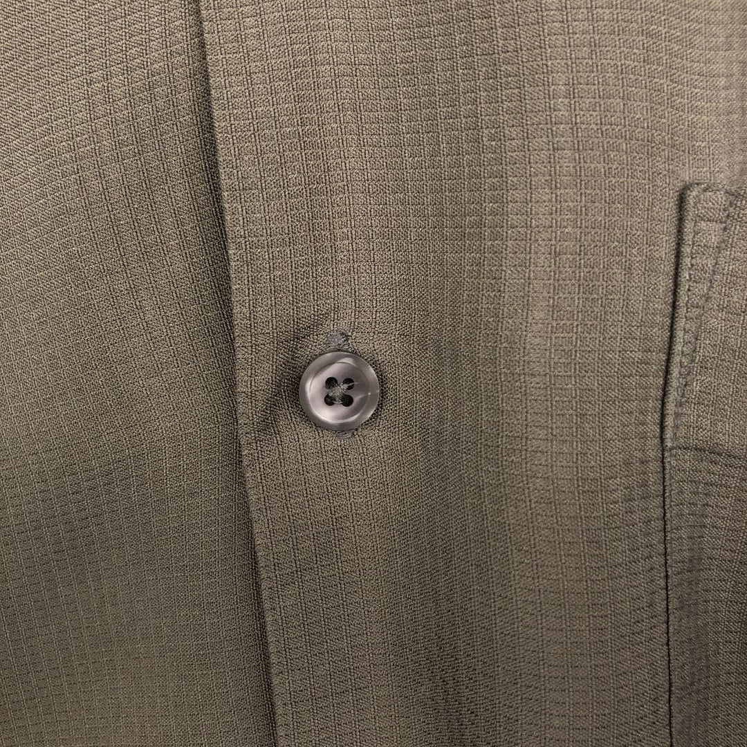Perry Ellis PERRY ELLIS Short Sleeve Open Collar Silk Shirt Box Shirt Men's L Size silk brown type Vintage Second Hand