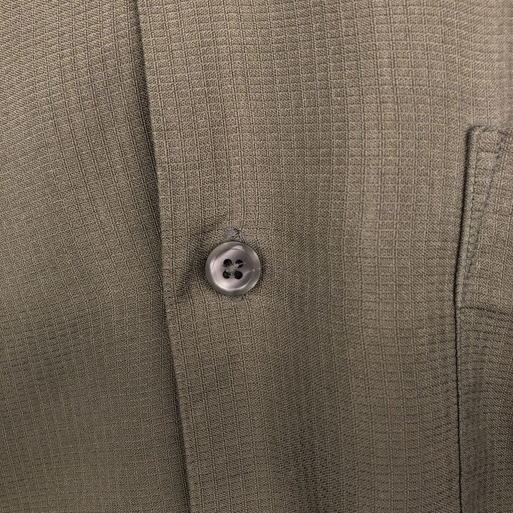 Perry Ellis PERRY ELLIS Short Sleeve Open Collar Silk Shirt Box Shirt Men's L Size silk brown type Vintage Second Hand