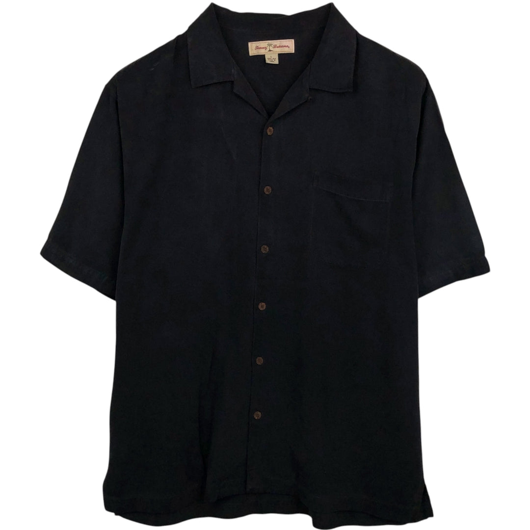 Tommy Bahama short sleeve open collar silk shirt, box shirt, men's size L silk black type Vintage Second Hand