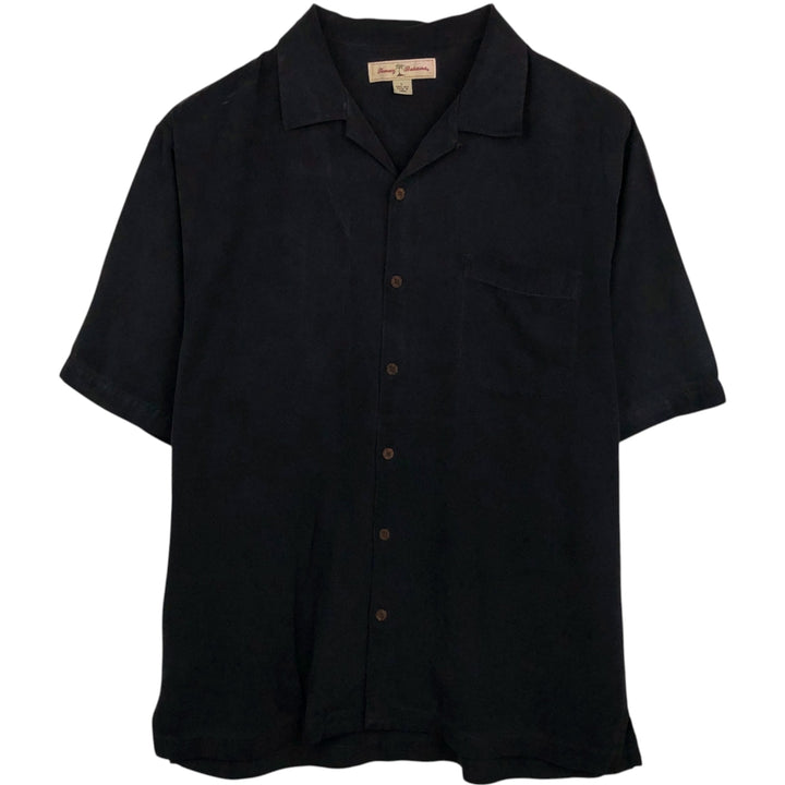Tommy Bahama short sleeve open collar silk shirt, box shirt, men's size L silk black type Vintage Second Hand
