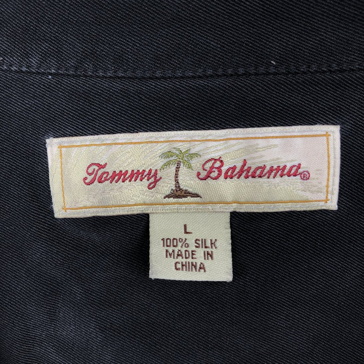 Tommy Bahama short sleeve open collar silk shirt, box shirt, men's size L silk black type Vintage Second Hand