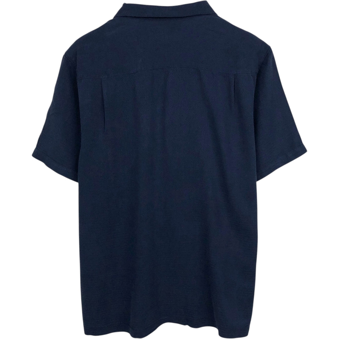 Tommy Bahama all-over print short-sleeved open-collar silk box shirt, men's size L silk navy blue type Vintage Second Hand