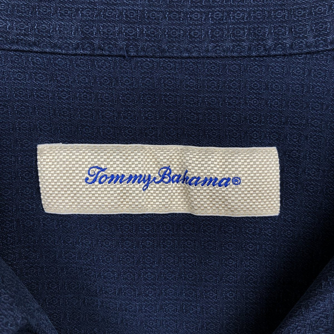 Tommy Bahama all-over print short-sleeved open-collar silk box shirt, men's size L silk navy blue type Vintage Second Hand